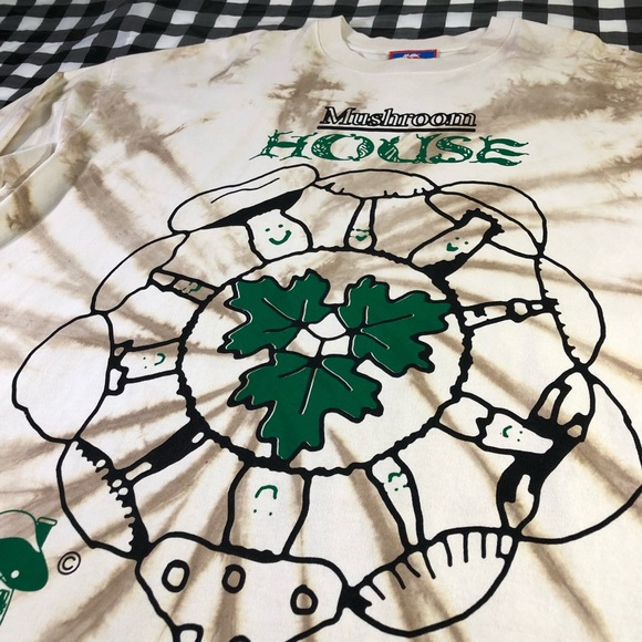 Online Ceramics Mushroom House Have Fungi But Be Careful Tie Dye L/S T Shirt 2XL - Picture 3 of 16